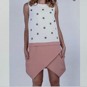 Anthropologie Aryn K Dress with Embellishments - EUC - White/Terra Cotta